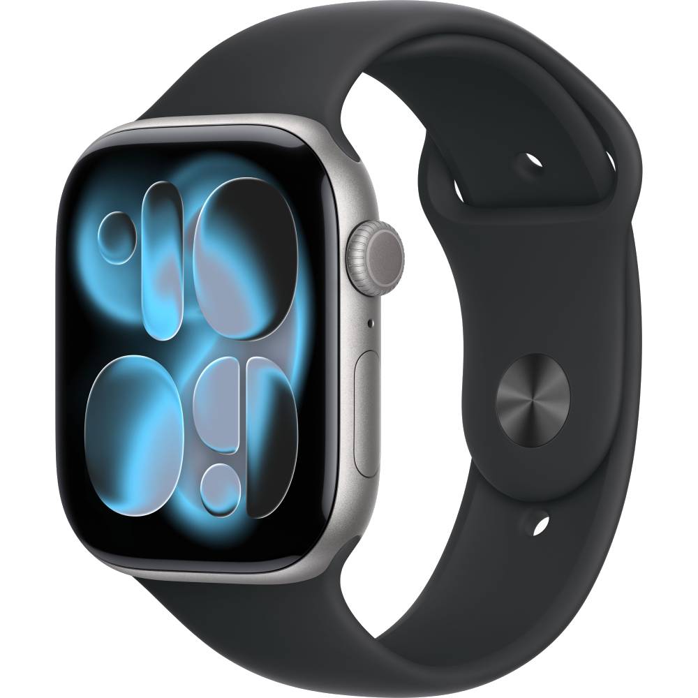 Смарт-часы Apple Watch Series 11 GPS 46mm (Космический серый (Space Gray), Sport Band чёрный, размер M/L)
