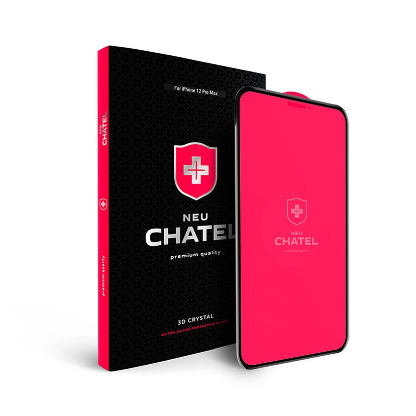Защитное стекло NEU Chatel Full 2.5D Silk Narrow Border Crystal для iPhone 12 Pro Max, 0,33 мм, черная рамка