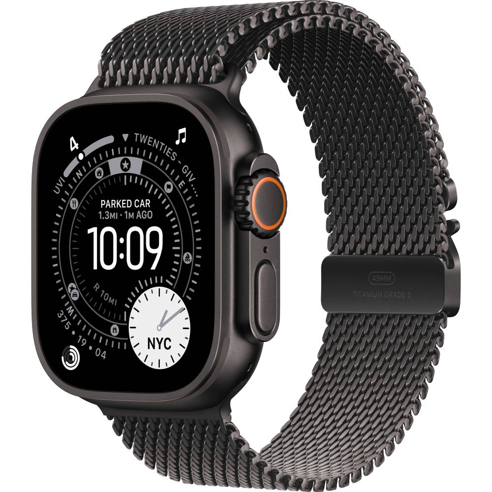 Смарт-часы Apple Watch Ultra 3 GPS + Cellular 49mm (Чёрный титан (Black Titanium), Milanese Loop чёрный, размер L)