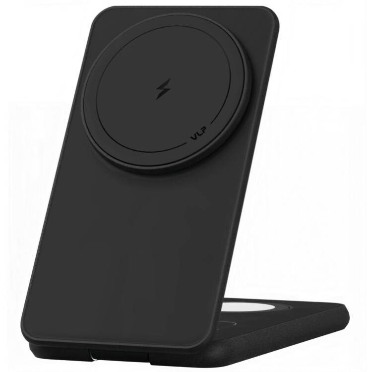 Зарядное устройство беспроводное VLP Alum Power Pro с Qi2, 3 in1, 15Вт, черный титан