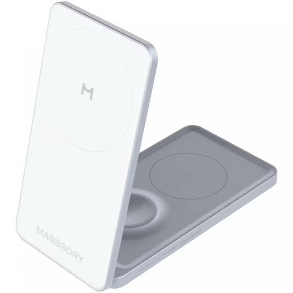 Зарядное устройство беспроводное Magssory Flip 3 в 1, 22Вт, белый