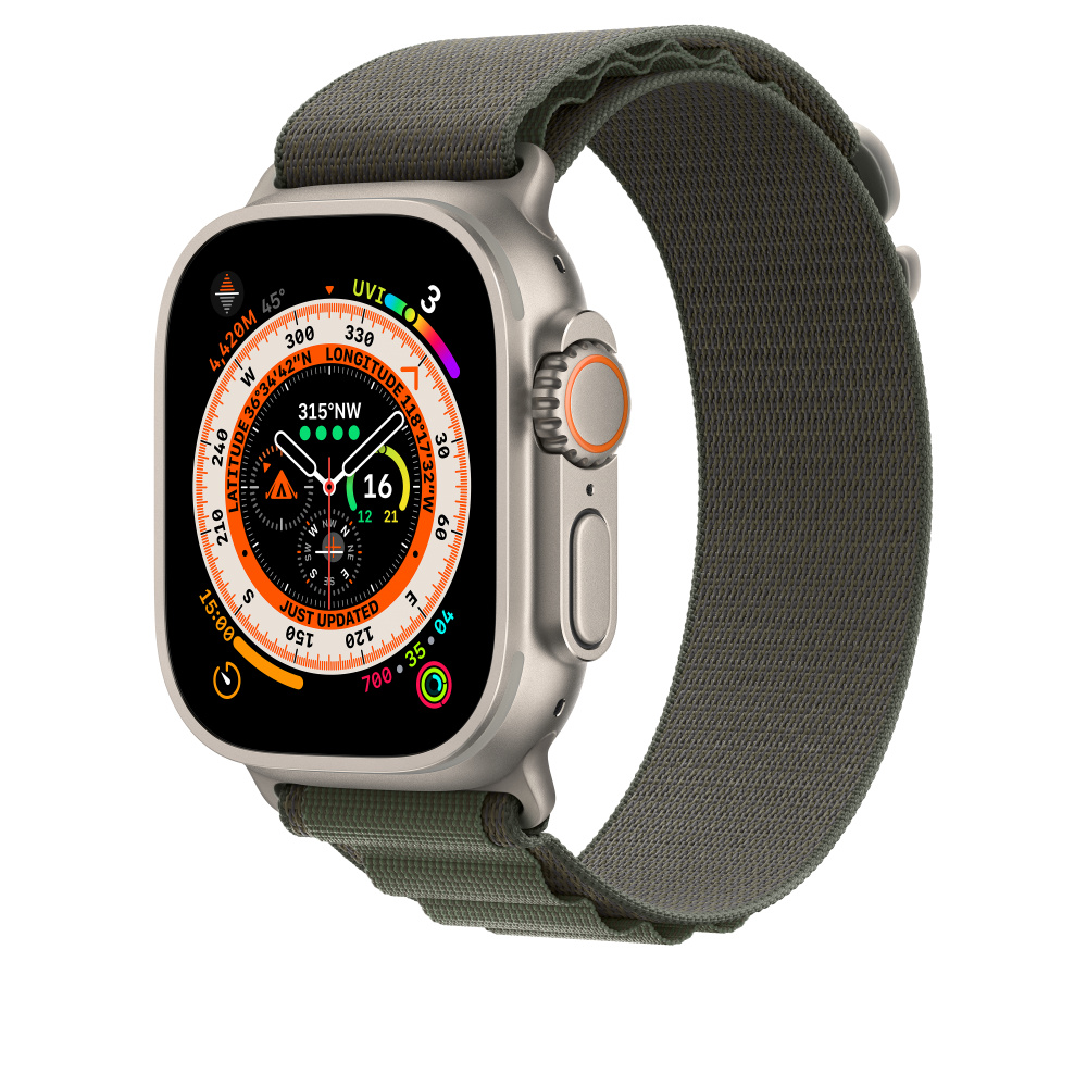 Ремешок Apple Alpine Loop для Apple Watch 49mm, L, полиэстер, зеленый