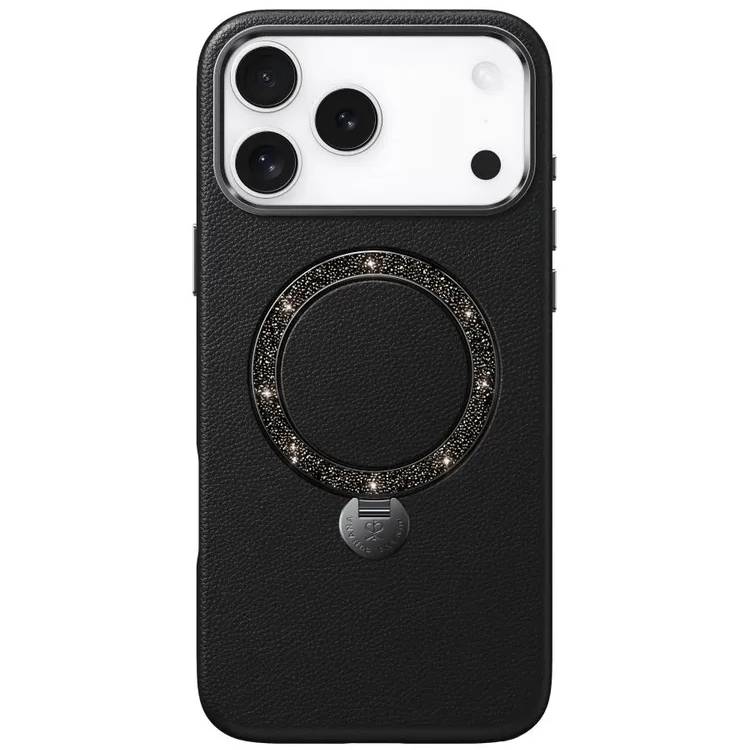 Чехол-накладка PYNANA Dancing Circle Series для iPhone 17 Pro Max, экокожа, черный