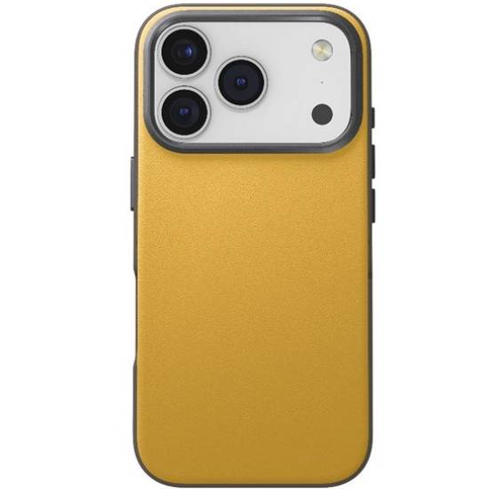 Чехол-накладка Uniq Lyden DS для iPhone 17 Pro, экокожа, желтый/серый