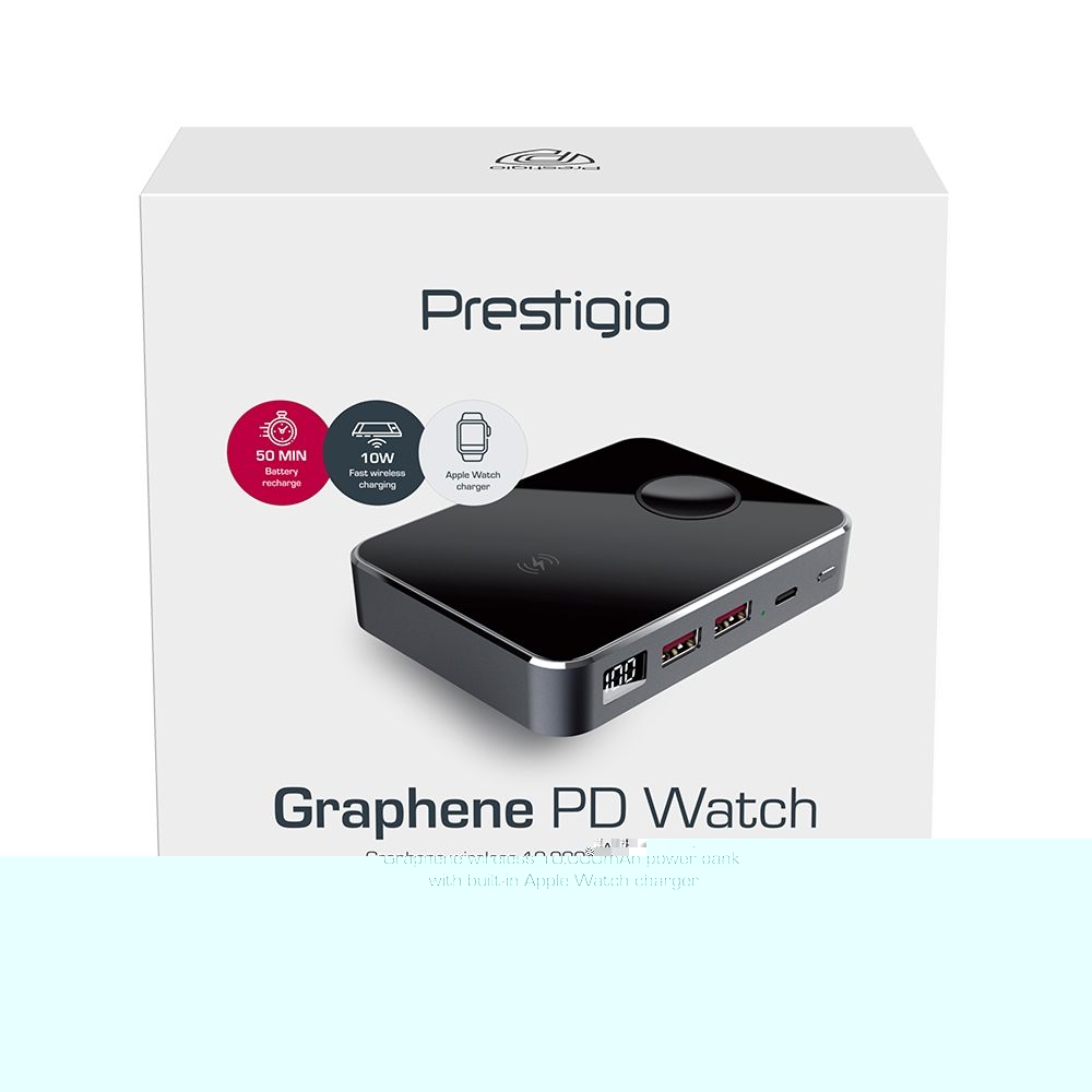 Внешний аккумулятор Prestigio Graphene PD Watch Edition 10000 мАч, черный  купить в iPort - Apple Premium Reseller в Санкт-Петербурге