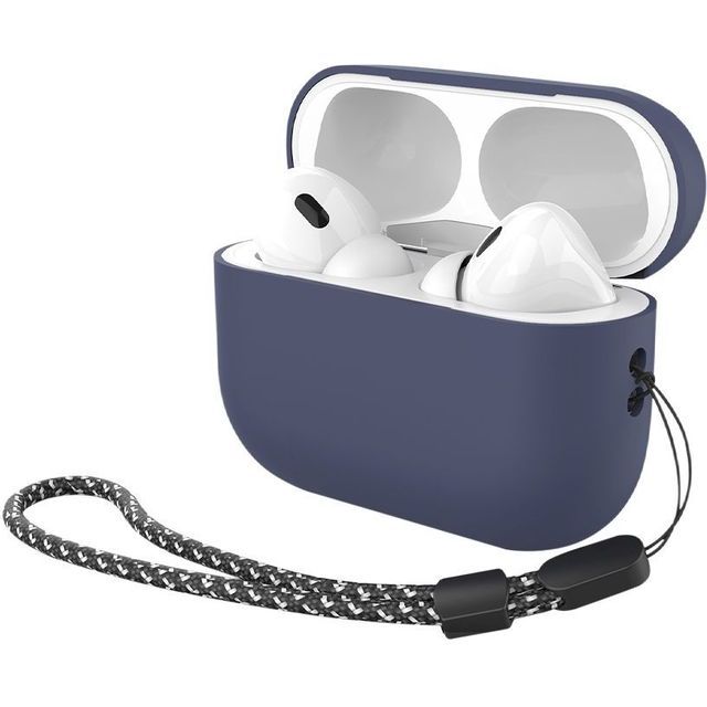 Силиконовый чехол Deppa c ремешком для AirPods Pro 2, цвет: синий