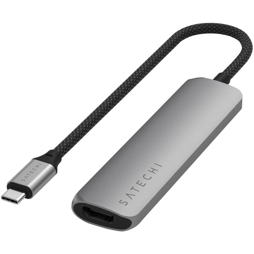 Адаптер мультипортовый Satechi USB-C Slim Multiport Adapter 4K 5 в 1, серый космос