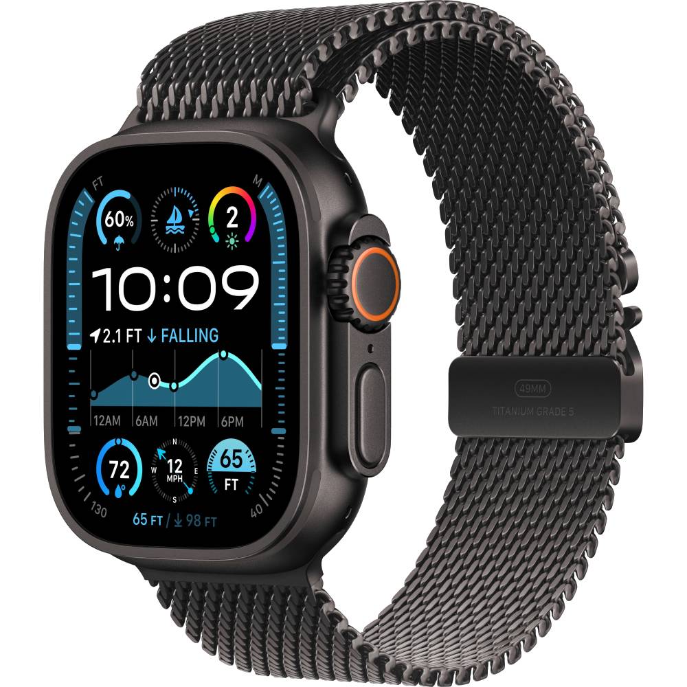 Смарт-часы Apple Watch Ultra 2 GPS + Cellular 49mm (Чёрный титан (Black Titanium), Milanese Loop чёрный, размер M)