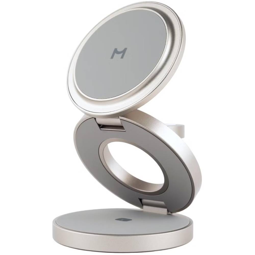 Зарядное устройство беспроводное Magssory Disc Signature Edition 3 в 1, 22Вт, титан