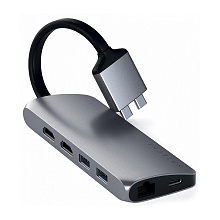 Адаптер мультипортовый Satechi Type-C Dual Multimedia Adapter 8 в 1, серый космос - 0