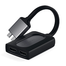 Адаптер мультипортовый Satechi Type-C Dual HDMI Adapter 3 в 1, серый космос - 1