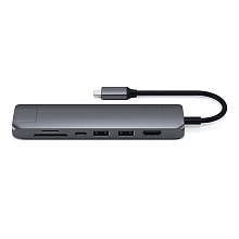 Адаптер мультипортовый Satechi Type-C Slim Multiport with Ethernet Adapter 7 в 1, серый космос - 0