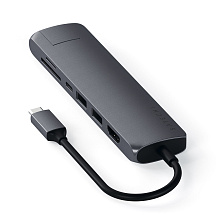 Адаптер мультипортовый Satechi Type-C Slim Multiport with Ethernet Adapter 7 в 1, серый космос - 3