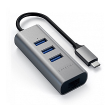 Адаптер мультипортовый Satechi Type-C 2-in-1 USB 3.0 Aluminum 3 Port Hub and Ethernet Port 4 в 1, серый космос - 2