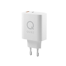 Зарядное устройство сетевое QUB GAN 65W, USB-C PD+ USB-A QC, 65Вт, белый - 0