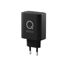 Зарядное устройство сетевое QUB GAN 65W, USB-C PD+ USB-A QC, 65Вт, черный - 0