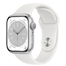 Apple Watch Series 8 GPS 45mm (корпус - серебристый, спортивный ремешок белого цвета, IP6X) - 0