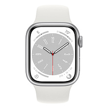 Apple Watch Series 8 GPS 41mm (корпус - серебристый, спортивный ремешок белого цвета, IP6X) - 1