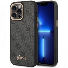 Чехол-накладка Guess 4G Script metal logo Hard для iPhone 14 Pro Max, полиуретан, черный - 0