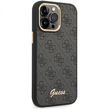 Чехол-накладка Guess 4G Script metal logo Hard для iPhone 14 Pro Max, полиуретан, черный - 1