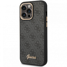 Чехол-накладка Guess 4G Script metal logo Hard для iPhone 14 Pro Max, полиуретан, черный - 3