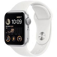 Apple Watch SE 2 GPS 44mm (корпус - серебристый, спортивный ремешок белого цвета) - 0