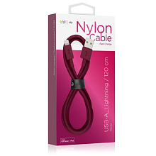 Кабель VLP Nylon Cable USB / Lightning, 1,2м, марсала - 1