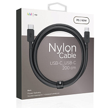 Кабель VLP Nylon Cable USB-C / USB-C, 3A, Вт  2м, черный - 1