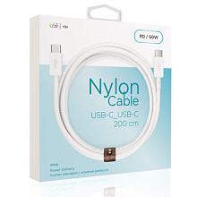 Кабель VLP Nylon Cable USB-C / USB-C, 3A, Вт  2м, белый - 1