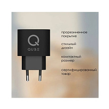 Зарядное устройство сетевое QUB GAN 30W, USB-C + USB-A, 30Вт, черный - 0