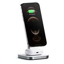 Зарядное устройство беспроводное Satechi Magnetic 2 в 1 Charging Stand, серый космос - 3