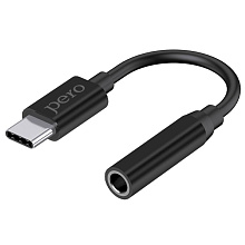 Переходник PERO AD09 USB-C / jack 3.5mm, черный - 0