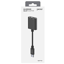 Переходник PERO AD10 USB-C / jack 3.5mm + USB-C, черный - 2