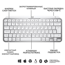 Клавиатура Logitech MX Keys Mini, серый - 2