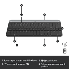 Клавиатура и мышь Logitech MK470 Slim Wireless, серый - 1