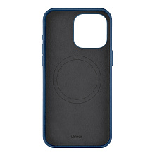 Чехол-накладка uBear Capital Case для iPhone 15 Pro, кожа, синий - 2