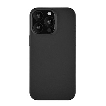 Чехол-накладка uBear Capital Case для iPhone 15 Pro Max, кожа, черный - 0