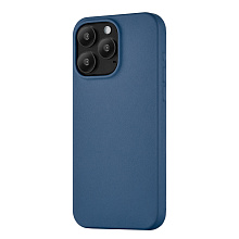 Чехол-накладка uBear Capital Case для iPhone 15 Pro Max, кожа, синий - 1