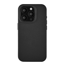 Чехол-накладка uBear Capital Case для iPhone 15 Pro, кожа, черный - 0