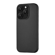 Чехол-накладка uBear Capital Case для iPhone 15 Pro, кожа, черный - 1