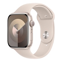 Apple Watch Series 9 + Cellular  (корпус - сияющая звезда, 41mm ремешок Sport Band сияющая звезда, размер M/L) - 0