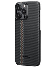 Чехол-накладка Pitaka Fusion Weaving MagEZ Case 4 Rhapsody600D для iPhone 15 Pro, кевлар, черный/красный/синий - 2