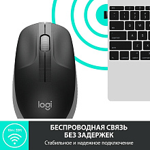 Мышь Logitech M190, беспроводная, черный+светло-серый - 2