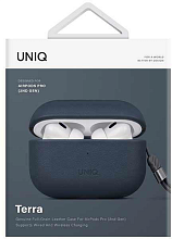 Чехол Uniq Terra Genuine Leather синий, для AirPods Pro 2 - 1