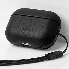 Чехол Uniq Terra Genuine Leather черный, для AirPods Pro 2 - 1