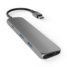 Адаптер мультипортовый Satechi Slim Multiport Adapter 4K 4 в 1, серый космос - 0