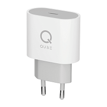 Зарядное устройство сетевое QUB USB Type-C, 20Вт, белый - 0