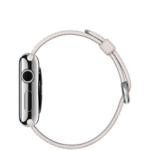 Apple Watch (MMG02) - 42 мм, нержавеющая сталь, ремешок жемчужного цвета из плетёного нейлона - 1