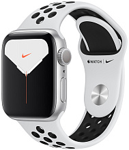 Apple Watch Nike Series 5, 40 мм, алюминий серебристого цвета, спортивный ремешок Nike «чистая платина/чёрный» - 0