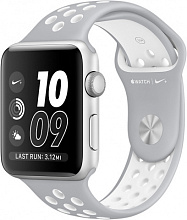 Apple Watch Nike+ (MNNT2RU/A) - 42 мм, серебристый алюминий, спортивный ремешок Nike цвета «листовое серебро/белый» - 0